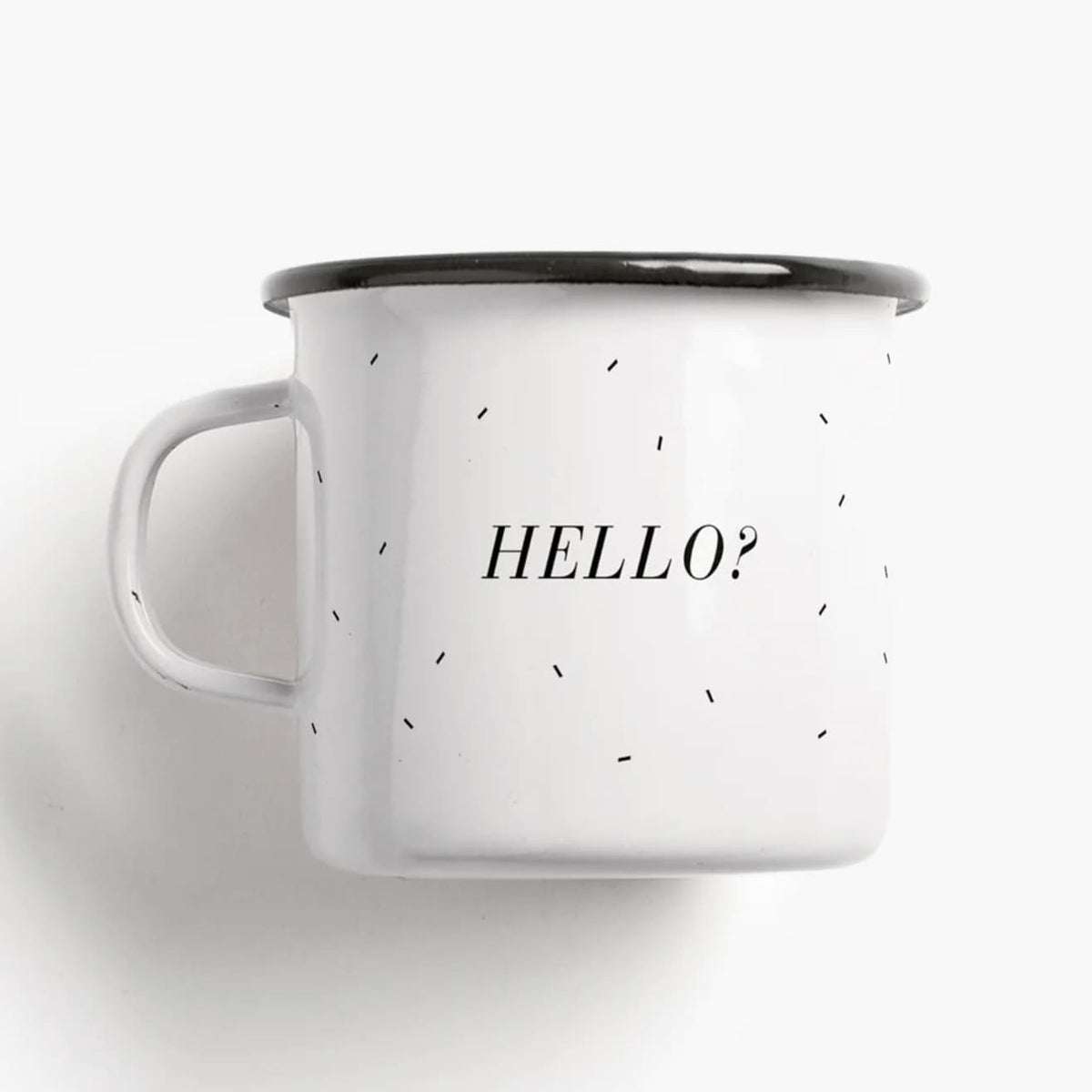 Emaille Tasse „Hello ?“, Typealive