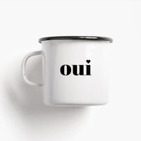 Emaille Tasse „oui, non“, Typealive