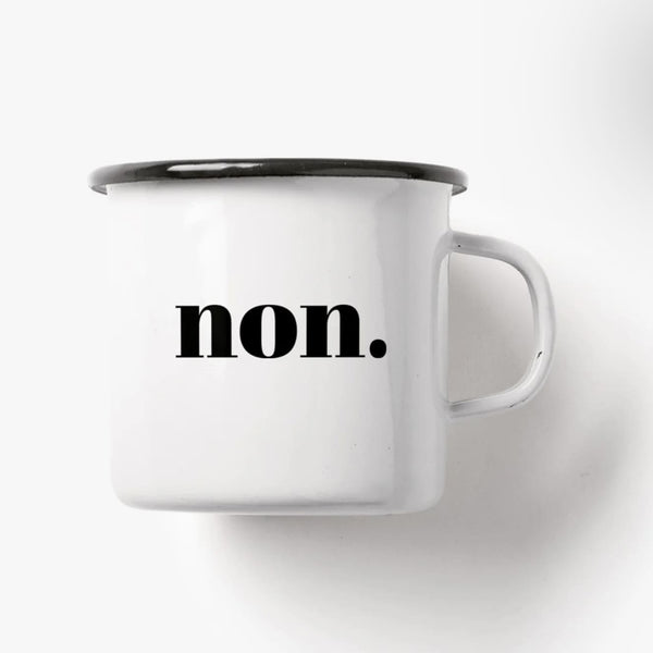 Emaille Tasse „oui, non“, Typealive
