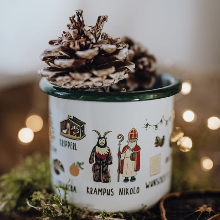Emailletasse „Weihnachten“, Woidkind