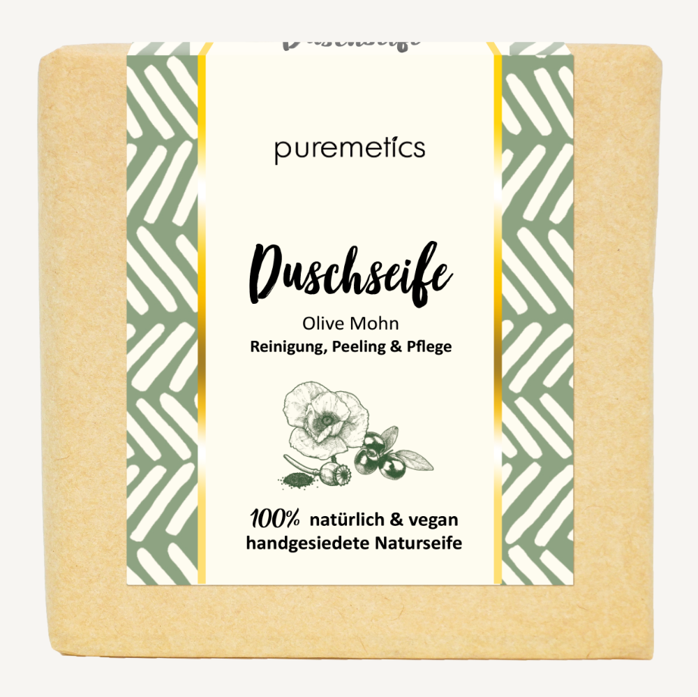 Duschpeelingseife "Olive - Mohn", Puremetics