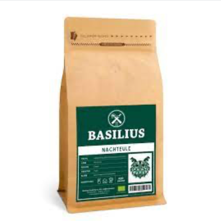 Kaffee „Nachteule“ 500g ganze Bohne entkoffeiniert, Basilius