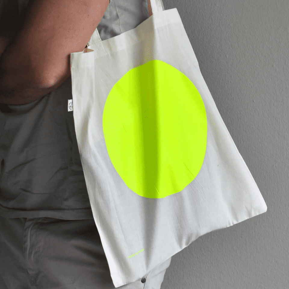 Stoffbeutel Tasche Dot Neon Gelb, kolor