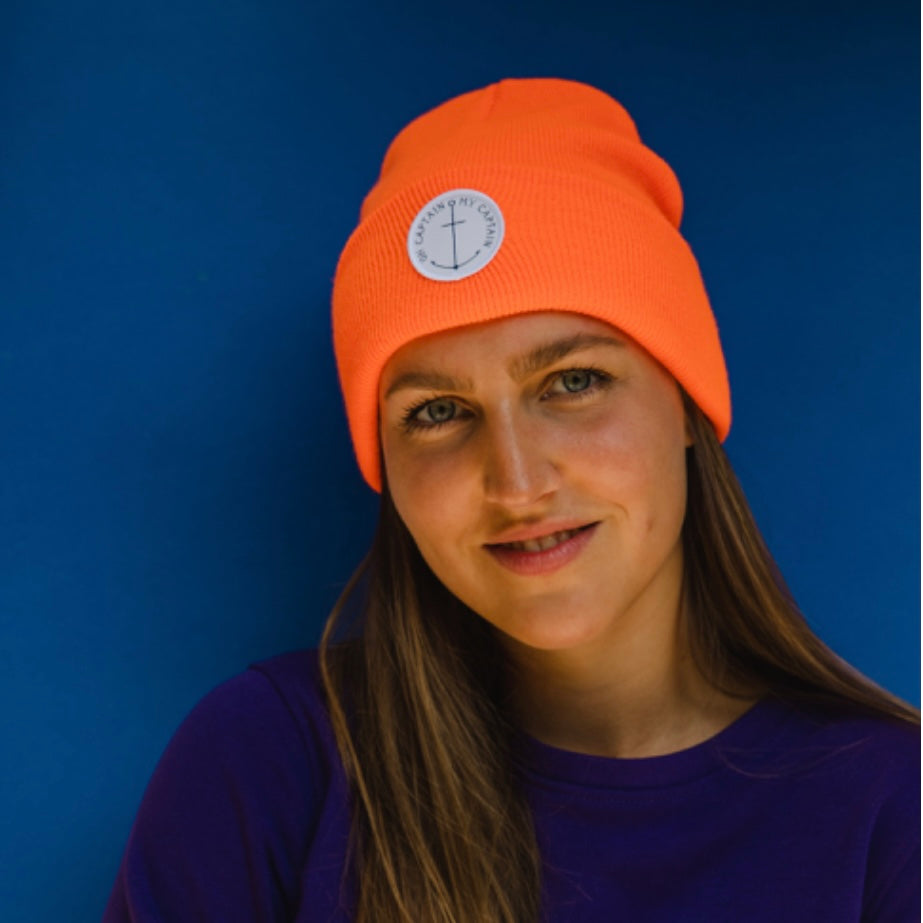 Beanie „Oh Captain, my Captain“ neon orange , Femme de Marin