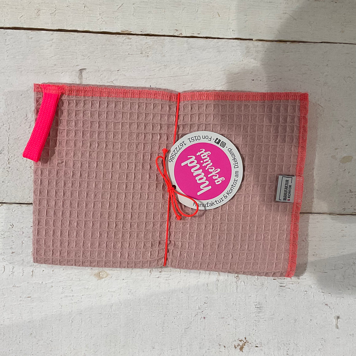 Musselin Geschirrtuch beige/neonorange, Manufaktur & Kontor