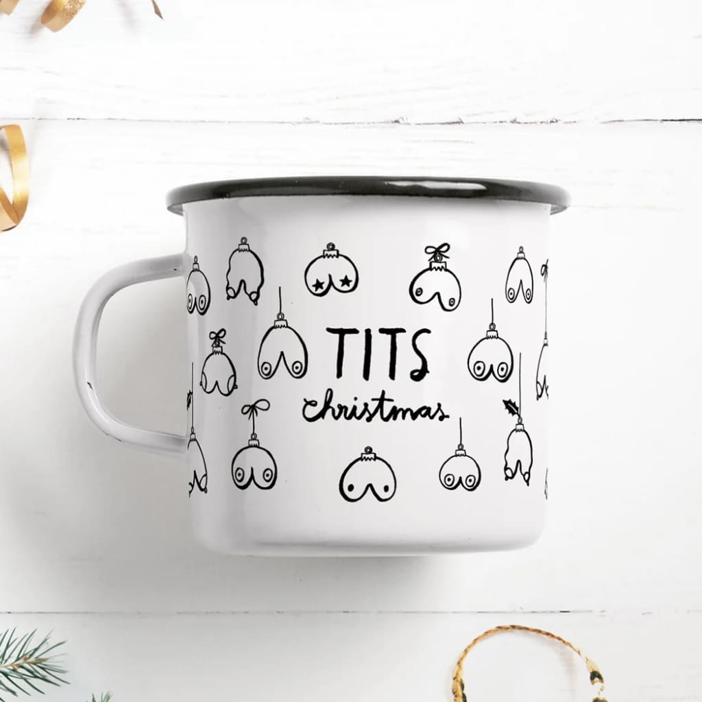 Emaille Tasse „Tits Christmas“, Typealive