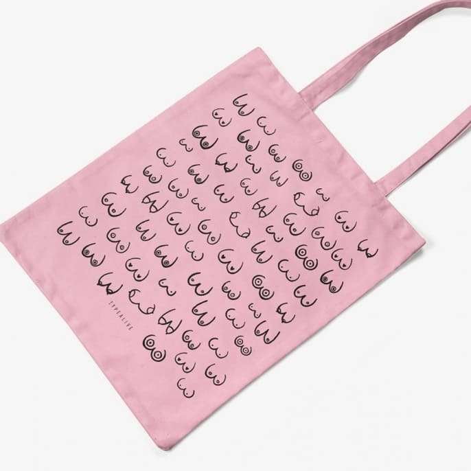 Tote Bag Tasche „Busenfreunde“ pink , typealive