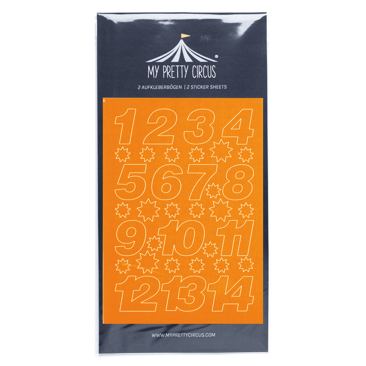 Adventskalender Zahlen Sticker Orange , my pretty circus