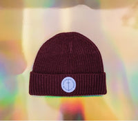 Beanie Knit Rib „oh Captain my Captain“ bordeaux , Femme de Marin