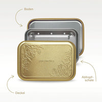 Seifendose mit Seifenminis Tester gold, Puremetics