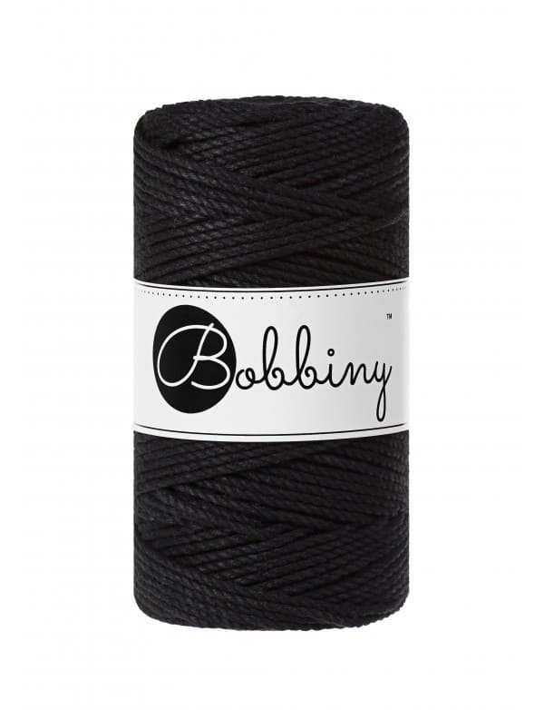 Makramee Flechtkordel/ Garn/ Schnur Black 3MM 3PLY 100M (400g), Bobbiny