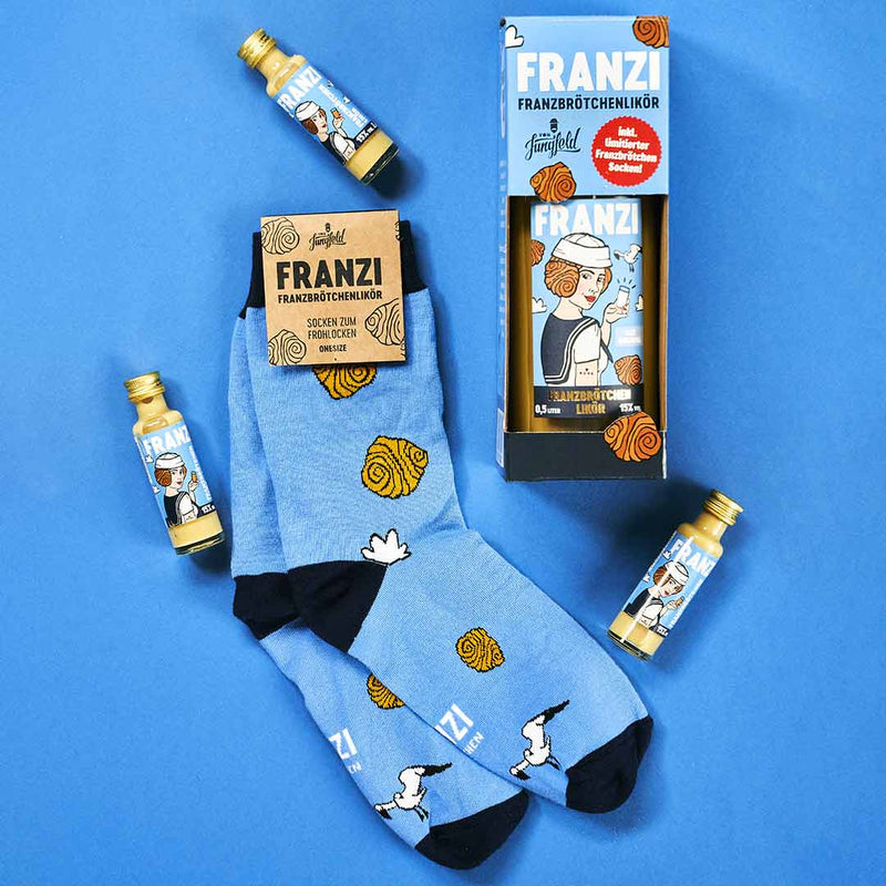 Geschenk-Box FRANZI – Franzbrötchen -Likör (0,5L/15% VOL.), Nork