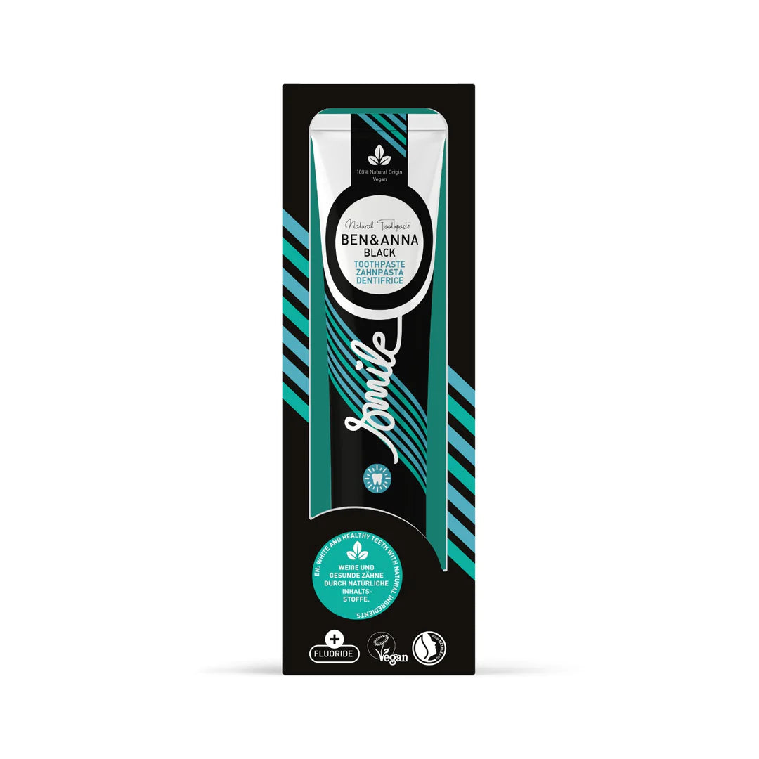 Zahnpasta Tube - black mit Fluorid, Ben & Anna