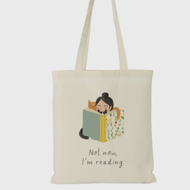 Stoff Tasche / Tote Bag „not now I‘m reading“, Illuster