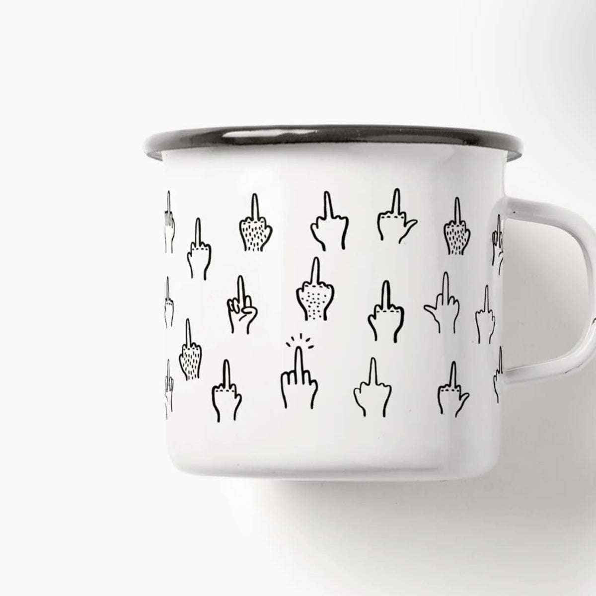 Emaille Tasse „Mittelfinger“, Typealive