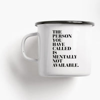 Emaille Tasse „available“, Typealive