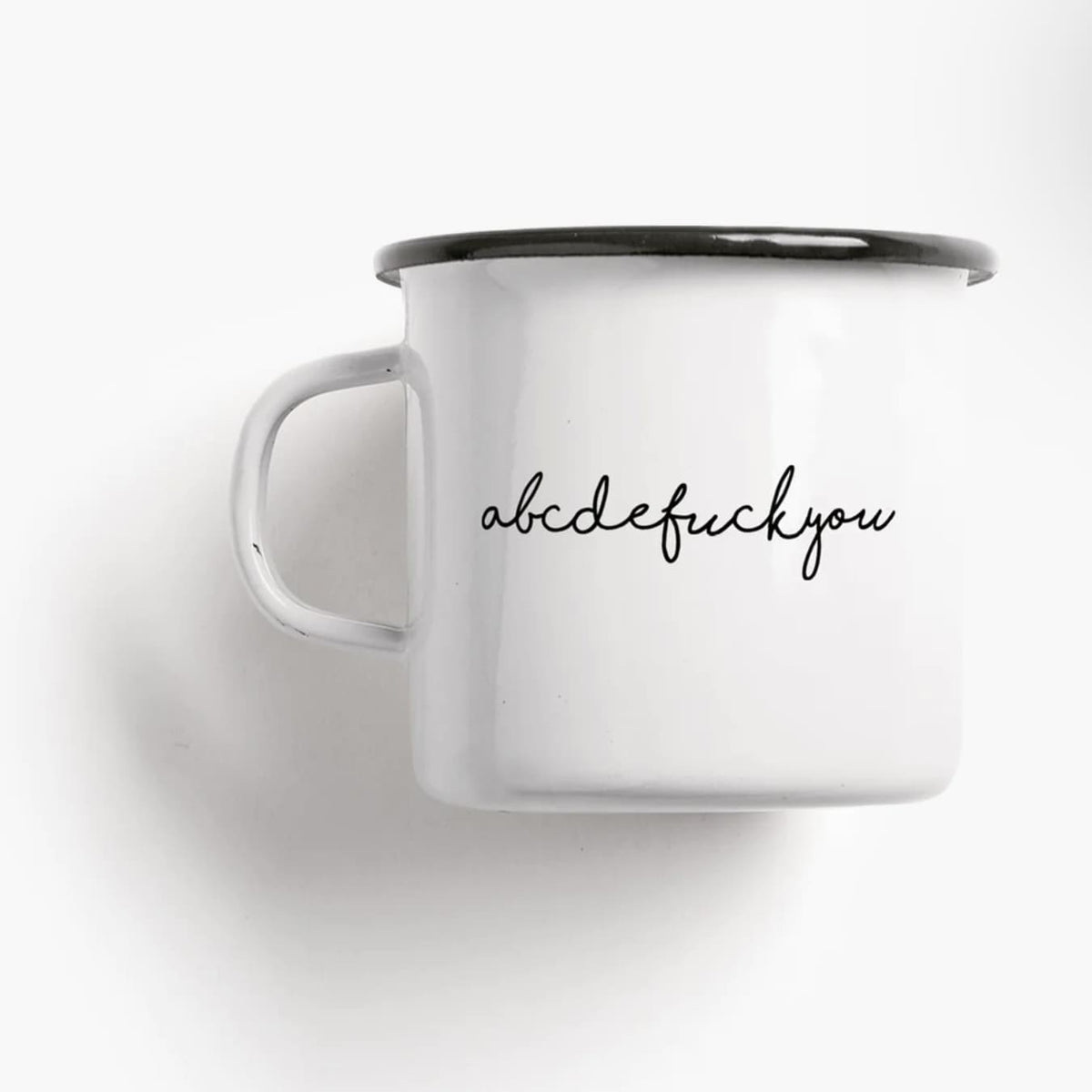 Emaille Tasse „abcdefuck you“, Typealive