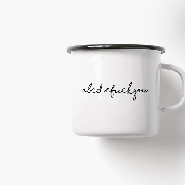 Emaille Tasse „abcdefuck you“, Typealive