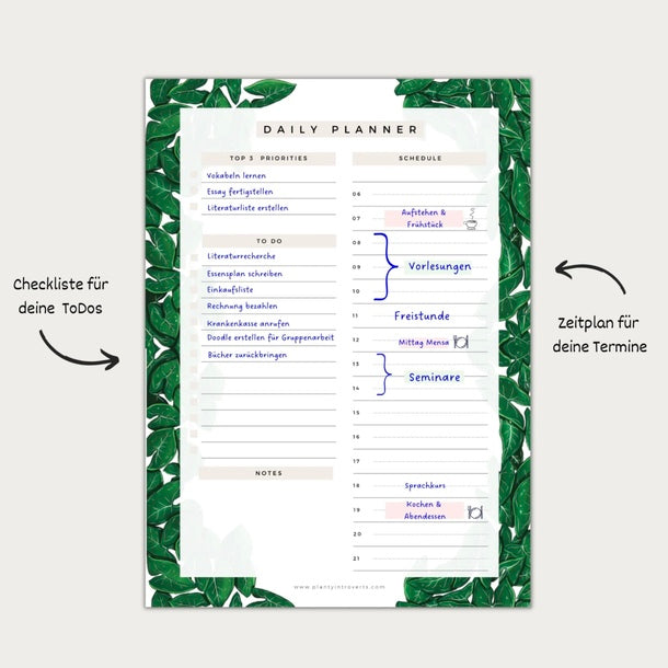 Tagesplaner Daily Planner A5 - Syngonium, plantyintroverts