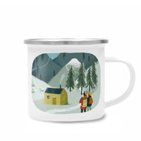 Emaille Tasse "Berghütte", Illuster