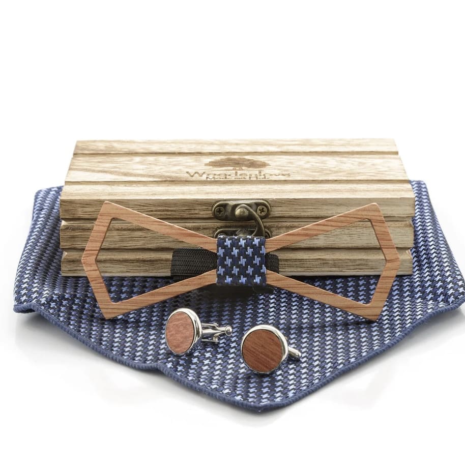 Holzfliege „Frame“ blau, Woodenlove
