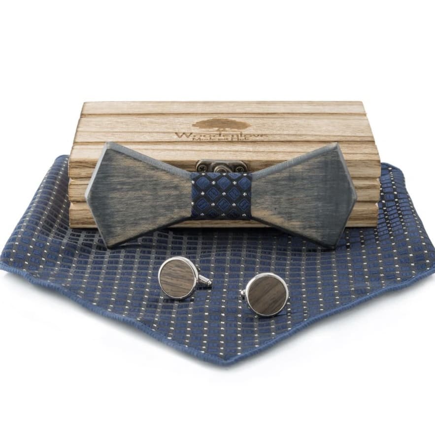 Holzfliege „Diamond“ blau, Woodenlove