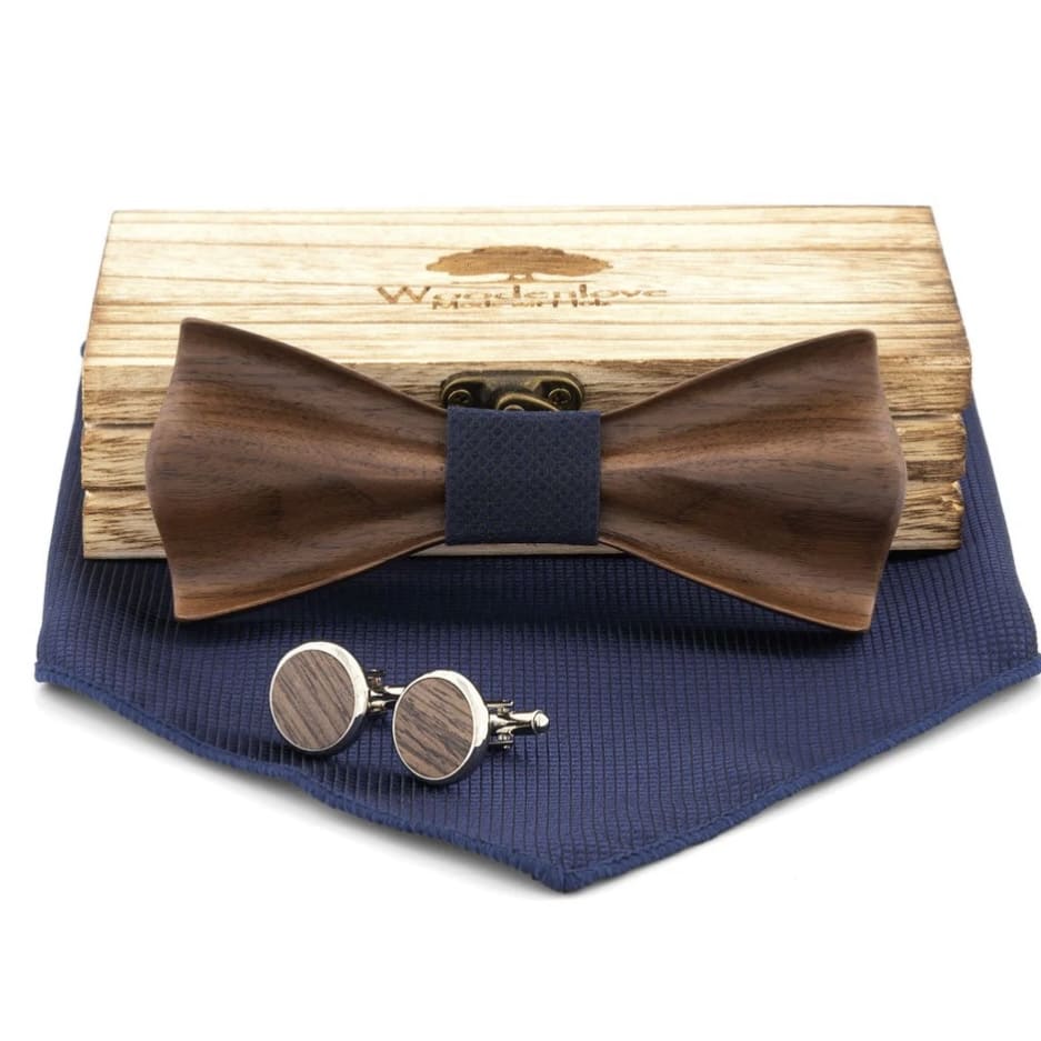 Holzfliege „schleife“ blau, Woodenlove