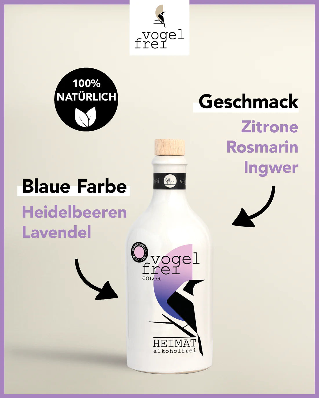 Heimat Gin “Vogelfrei Color” Gin Mini 50ml alkoholfrei , Heimat Gin