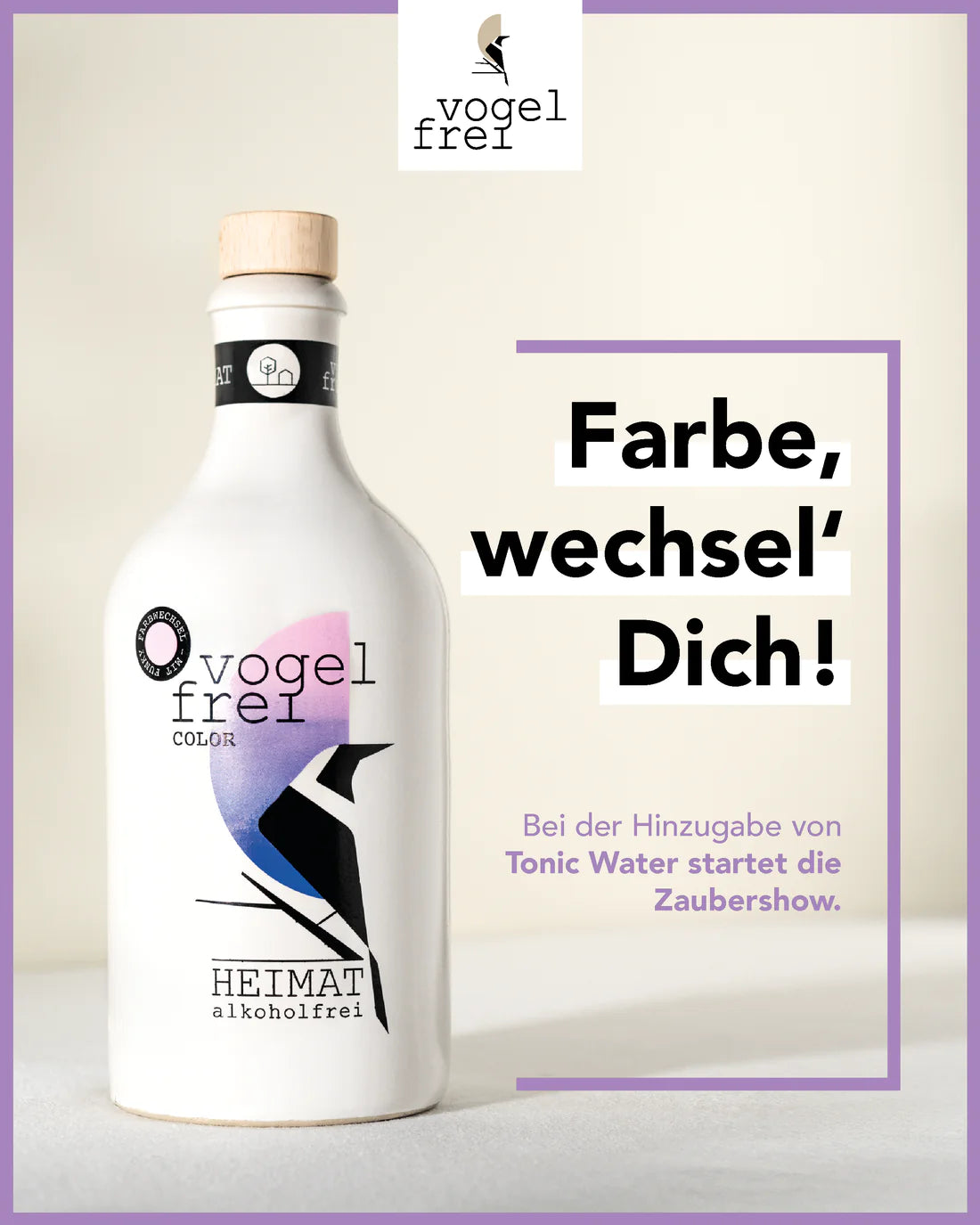 Heimat Gin “Vogelfrei Color” Gin Mini 50ml alkoholfrei , Heimat Gin