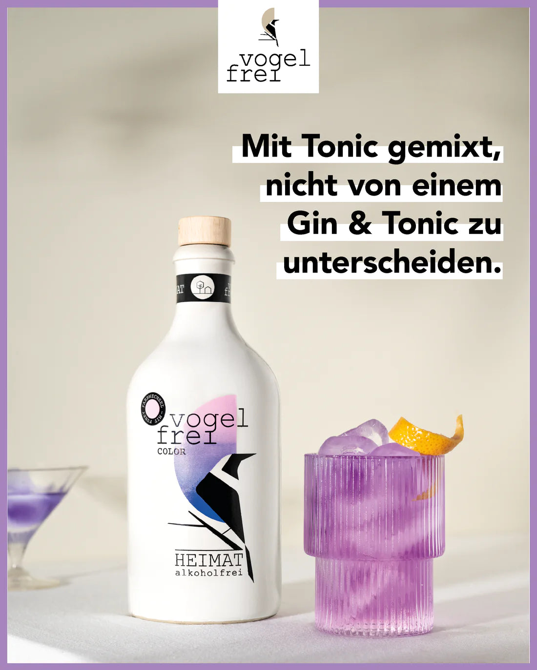 Heimat Gin Vogelfrei color Gin Mini 50ml alkoholfrei , Heimat Gin