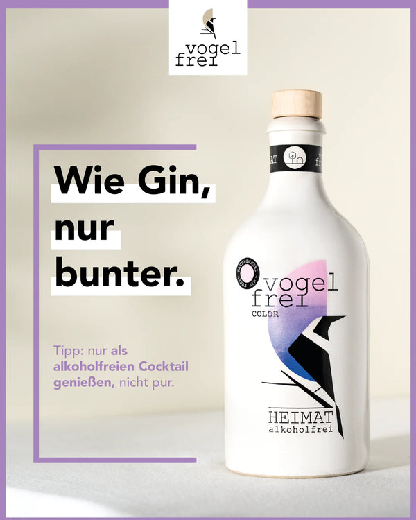 Heimat Gin “Vogelfrei Color” Gin Mini 50ml alkoholfrei , Heimat Gin