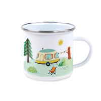 Emaille Tasse "Camping - Wohnwagen“, Illuster
