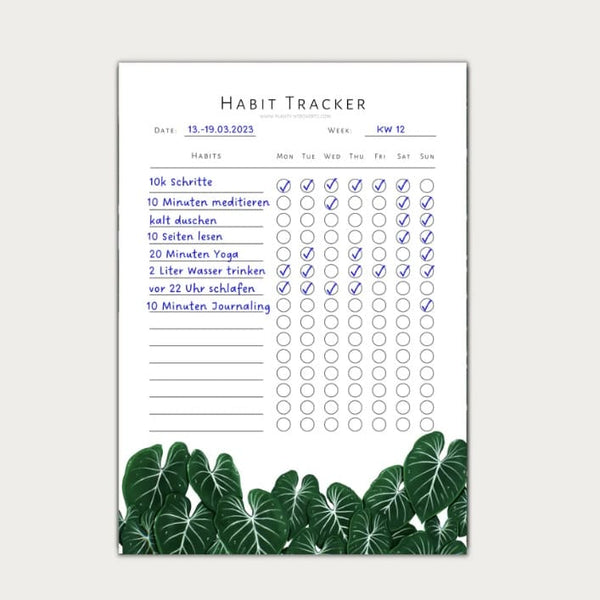 Habit tracker A6 - Gewohnheitstracker, plantyintroverts