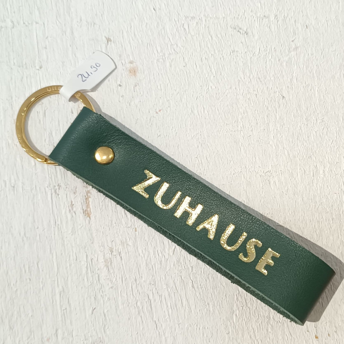 Schlüsselanhänger „zuhause“ Leder, Lille mus, Grün
