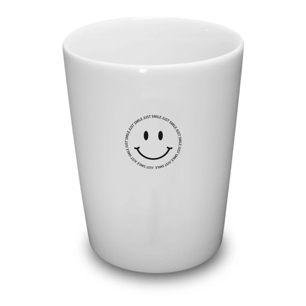 Keramik Becher/ Tasse „just smile“ Smiley, Goldscherben