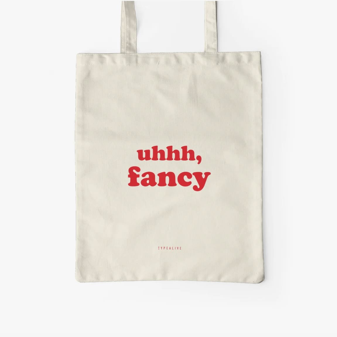 Tote Bag Tasche „uhhh, fancy“ Weiss / Rot, typealive
