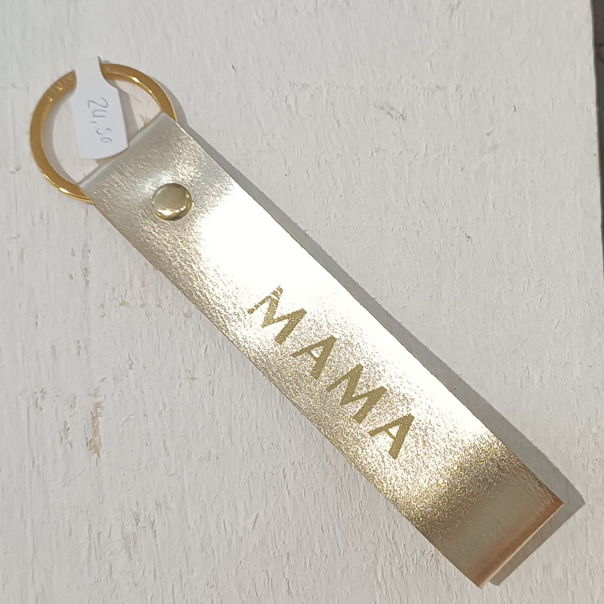 Schlüsselanhänger „Mama“ Leder, Lille mus, Gold