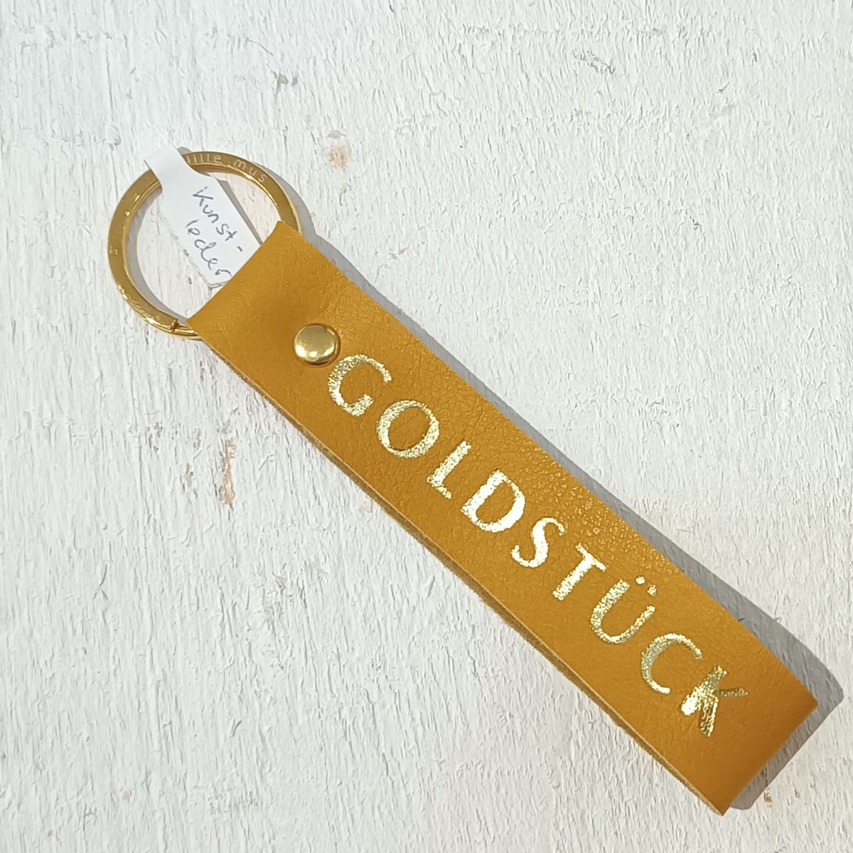 Schlüsselanhänger „Goldstück“ Kunstleder VEGAN, Lille mus, Gelb