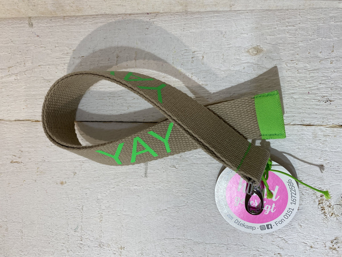 Schlüsselanhänger “YAY Lang” Beige / Neongrün, Kontor